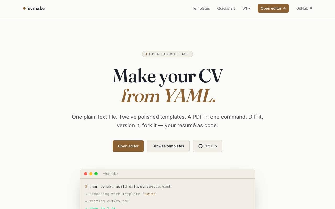 CVMake — Screenshot